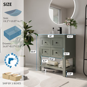Modern 30" Freestanding Bathroom Vanity Combo with Single Undermount Sink