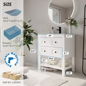 Modern 30" Freestanding Bathroom Vanity Combo with Single Undermount Sink