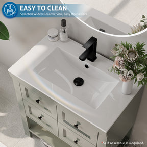 Modern 30" Freestanding Bathroom Vanity Combo with Single Undermount Sink