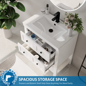 Modern 30" Freestanding Bathroom Vanity Combo with Single Undermount Sink
