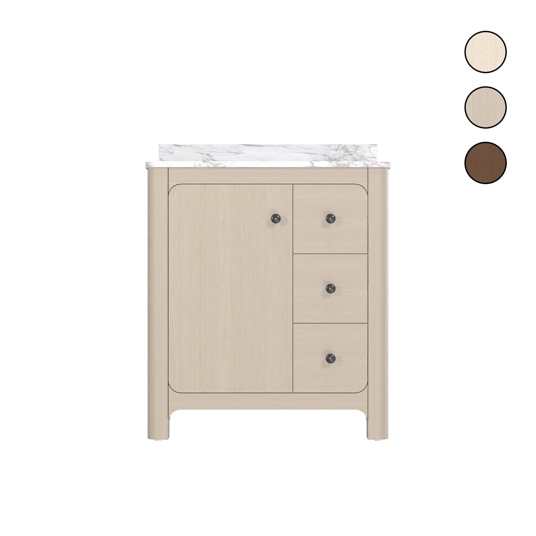 Canyon 30" Freestanding Single Sink Bathroom Vanity with Curved Design