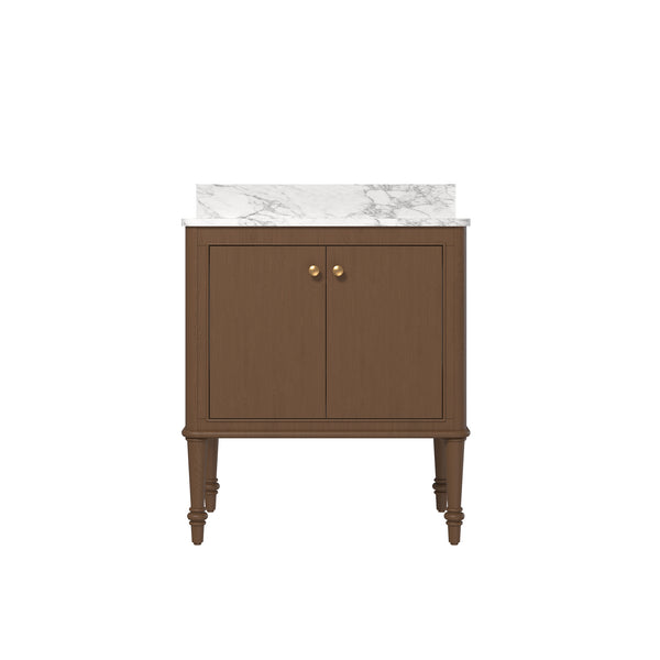 Verve 30" Freestanding Single Vanity – Bath Cabinet with Solid Wood, Artificial Stone Top (2 Doors, Assembled)