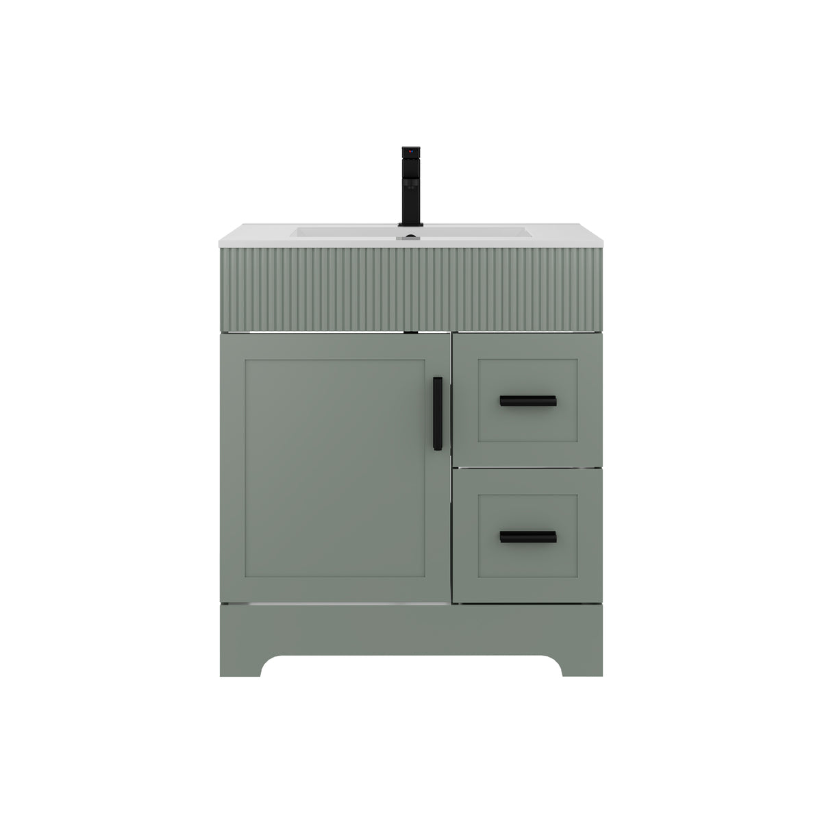 Waterfall  30" Freestanding Single Vanity Cabinets with Decoration Lines