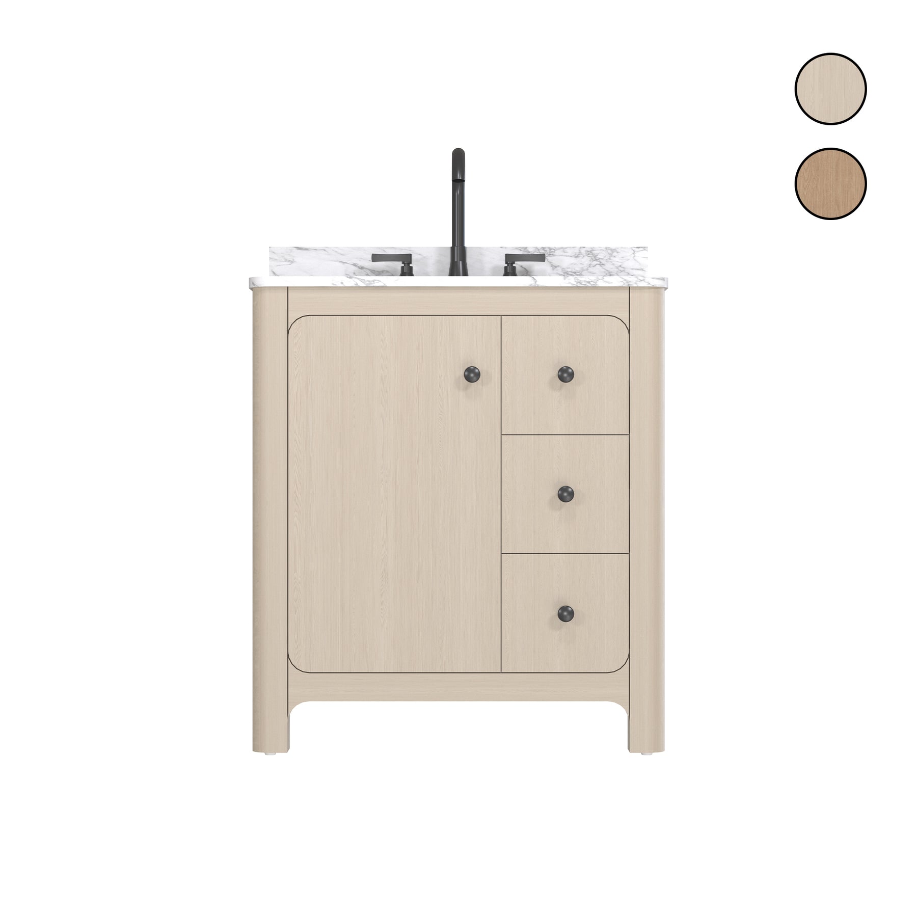 Canyon 30" Freestanding Single Vanity Cabinet with Curved Design
