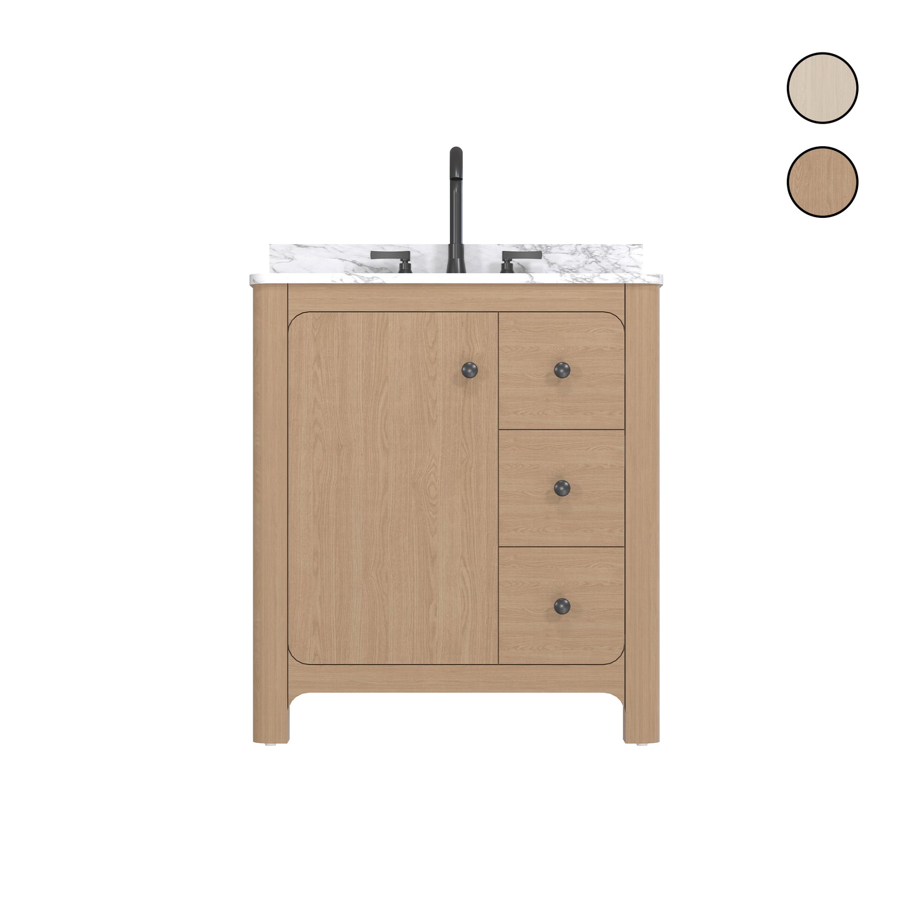 Canyon 30" Freestanding Single Vanity Cabinet with Curved Design