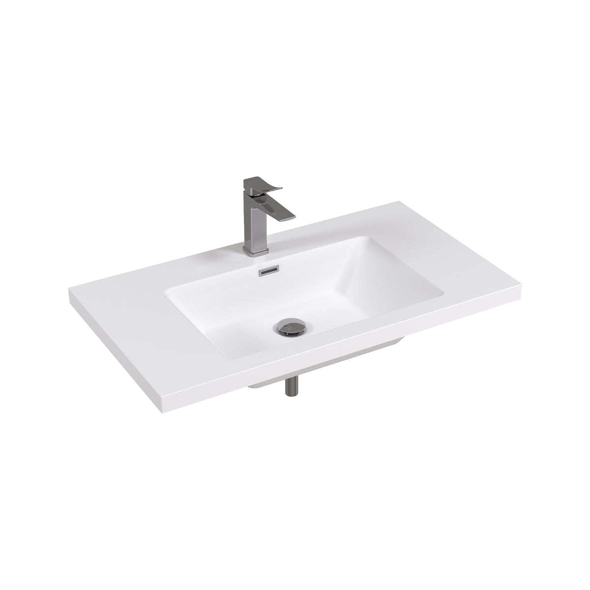36" Rectangular Integrated SMC Bathroom Sink with Faucet & Drain Kit (Fits eclife Modern-36 & Waterfall-36 Bases)