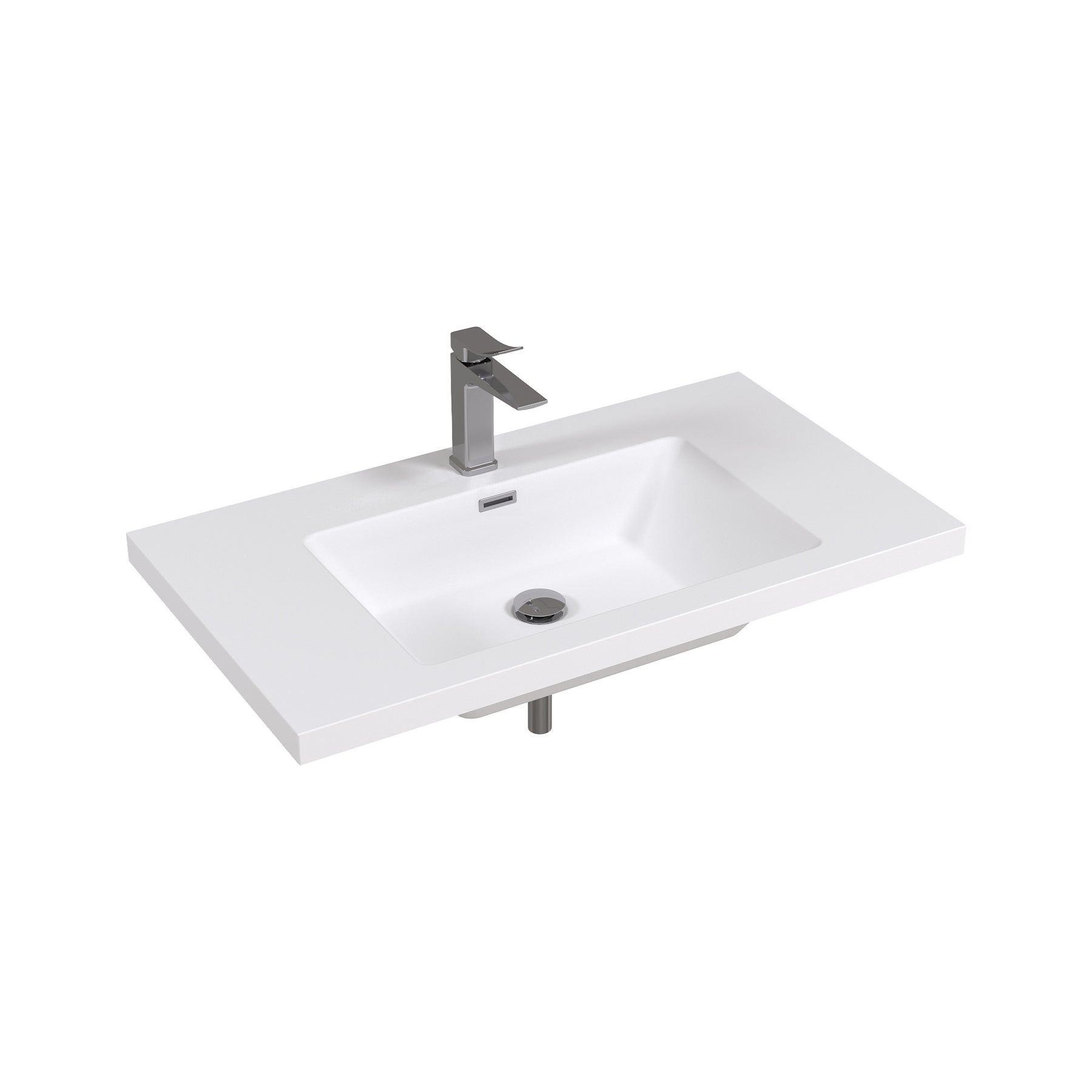 36" Rectangular Integrated SMC Bathroom Sink with Faucet & Drain Kit (Fits eclife Modern-36 & Waterfall-36 Bases)
