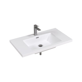 36" Rectangular Integrated SMC Bathroom Sink with Faucet & Drain Kit (Fits eclife Modern-36 & Waterfall-36 Bases)