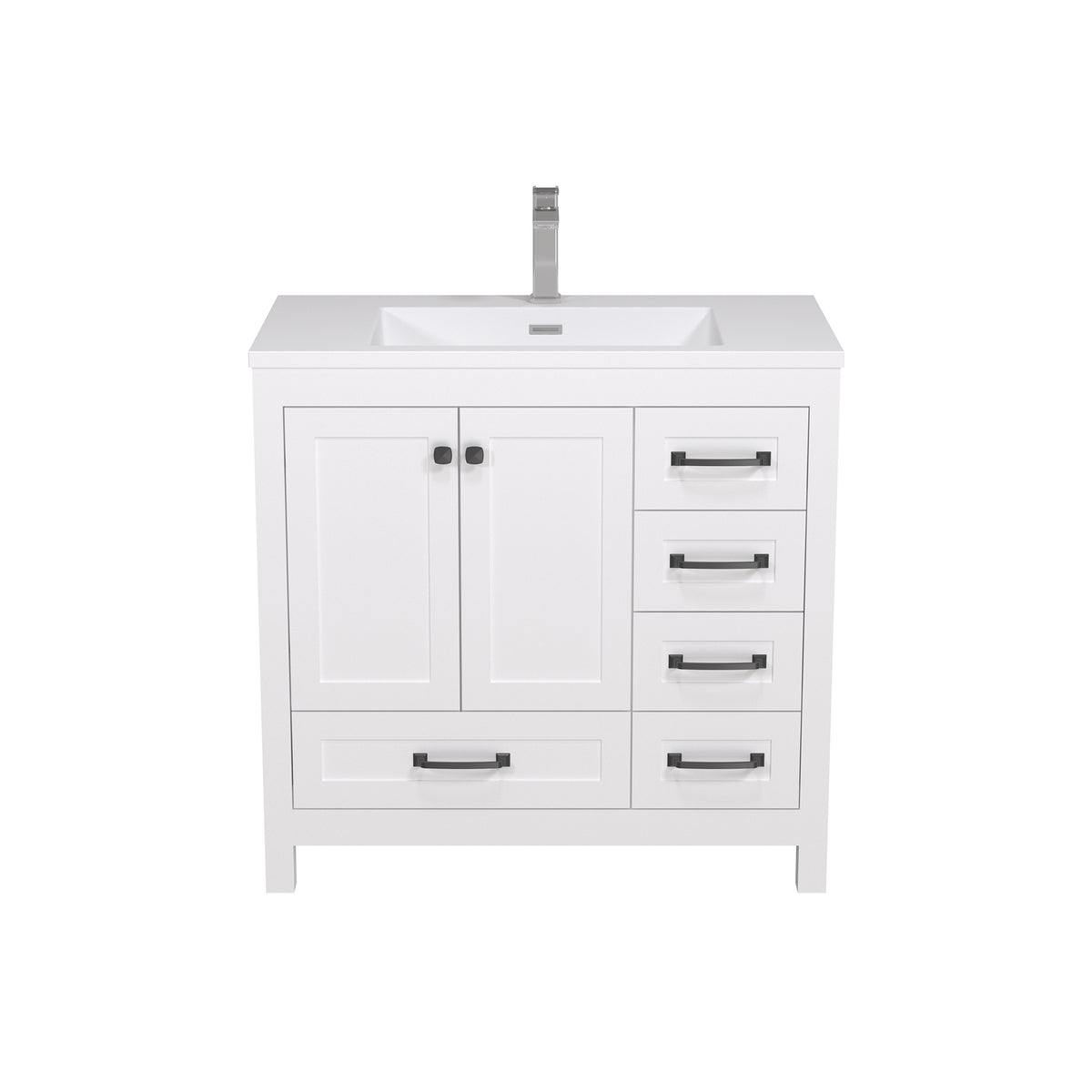 36" Rectangular Integrated Resin Bathroom Sink with Faucet & Drain Kit (Fits eclife Modern-36 & Waterfall-36 Bases)