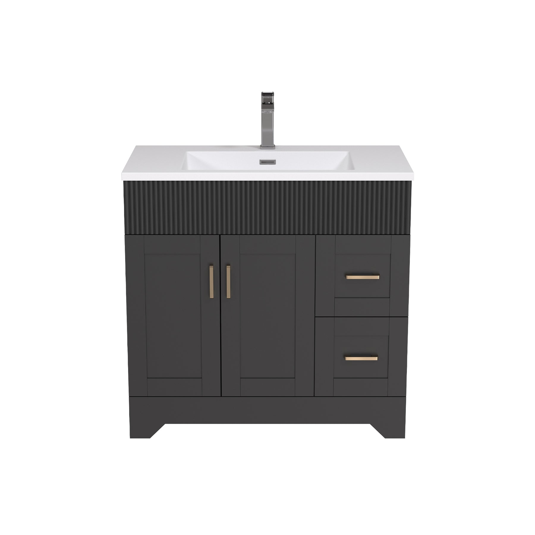 36" Rectangular Integrated SMC Bathroom Sink with Faucet & Drain Kit (Fits eclife Modern-36 & Waterfall-36 Bases)