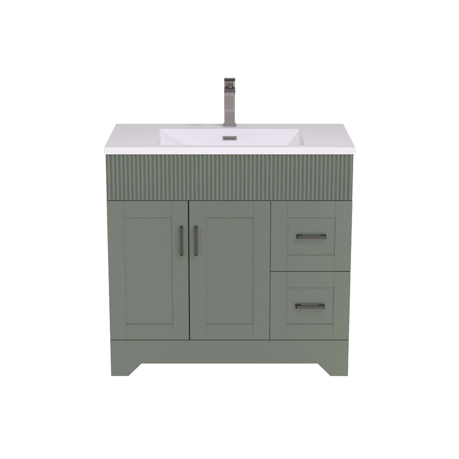 36" Rectangular Integrated SMC Bathroom Sink with Faucet & Drain Kit (Fits eclife Modern-36 & Waterfall-36 Bases)