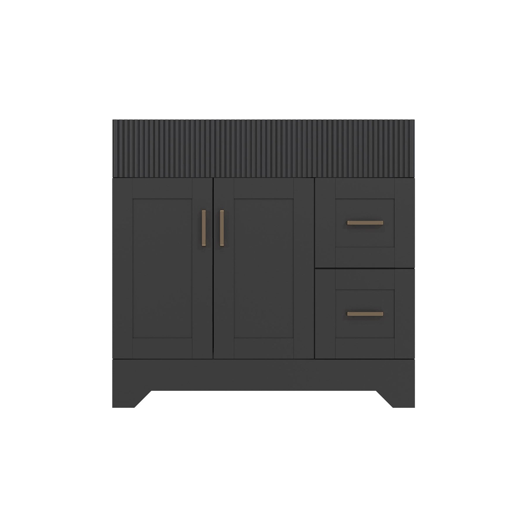 Waterfall 36’’ RTA Freestanding Vanity Cabinet Base with Vertical Striped Decor (Countertop & Sink Not Included) Black