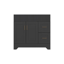 Waterfall 36’’ RTA Freestanding Vanity Cabinet Base with Vertical Striped Decor (Countertop & Sink Not Included) Black