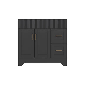 Waterfall 36’’ RTA Freestanding Vanity Cabinet Base with Vertical Striped Decor (Countertop & Sink Not Included) Black
