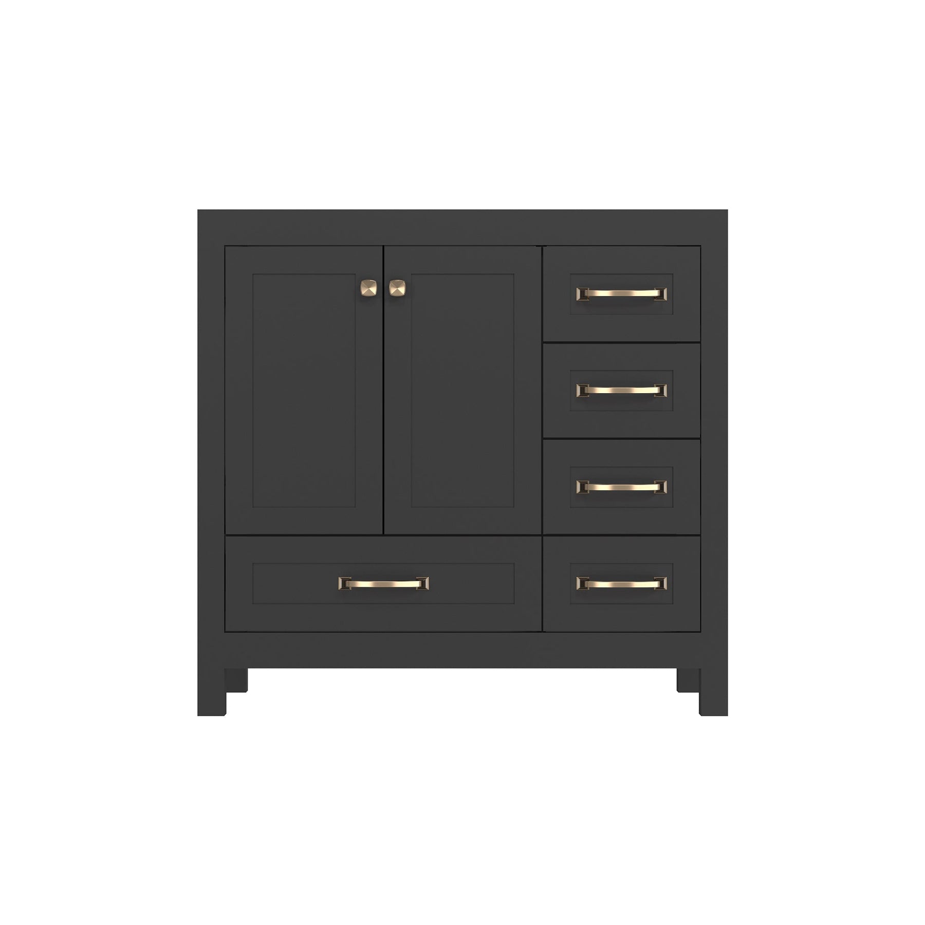 Modern 36’’ RTA Freestanding Vanity Cabinet Base with Larger Storage Room (Countertop & Sink Not Included) Black 浴室柜