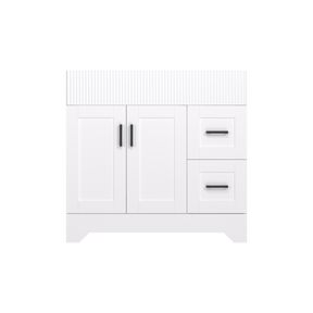 Waterfall 36’’ RTA Freestanding Vanity Cabinet Base with Vertical Striped Decor (Countertop & Sink Not Included) White