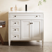 Retro 36" Freestanding Single Vanity Cabinets with Square Column