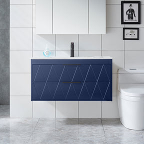 Linear 36" Wall Mounted Bathroom Vanity Combo with Single Undermount Sink