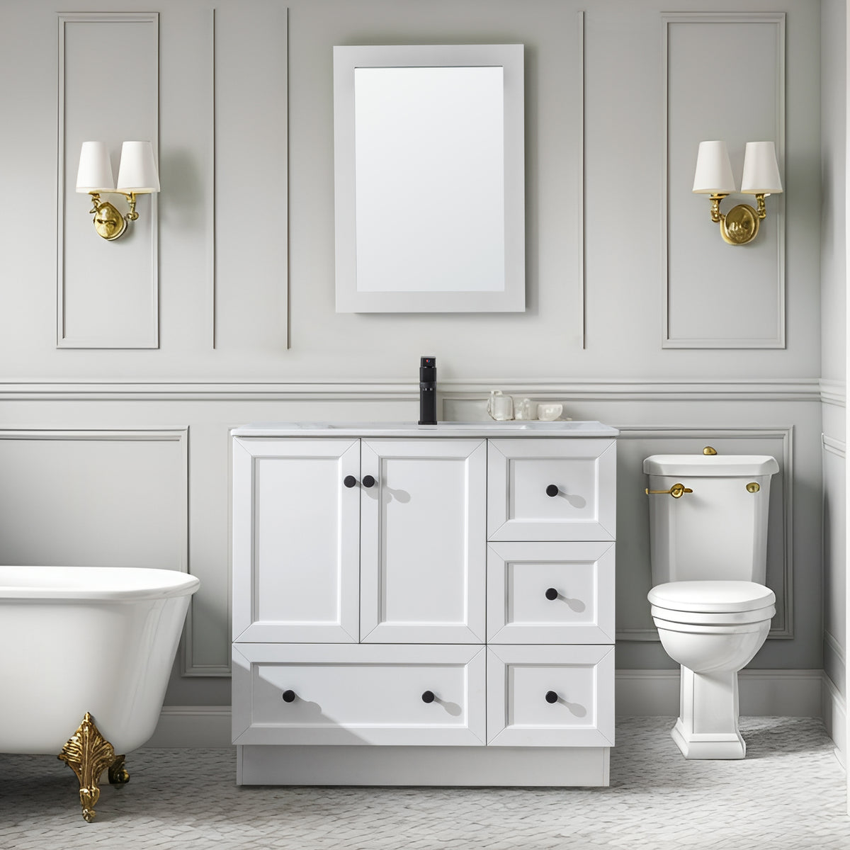 eclife 36" Bathroom Vanity Combo Set with Kitchen Base Design, Shaker Style