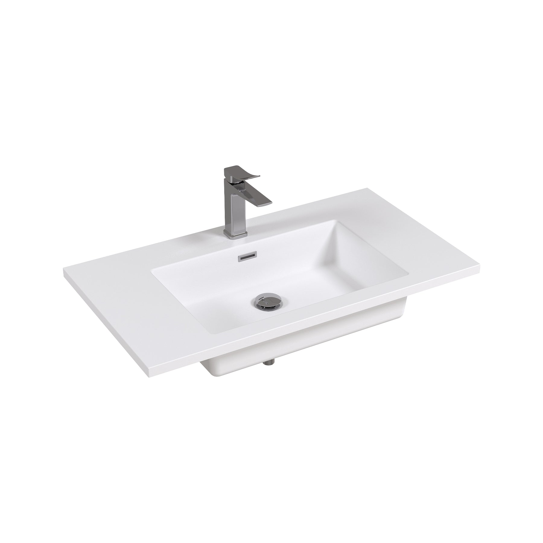 36" Rectangular Integrated Resin Bathroom Sink with Faucet & Drain Kit (Fits eclife Modern-36 & Waterfall-36 Bases)