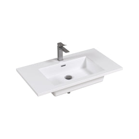 36" Rectangular Integrated Resin Bathroom Sink with Faucet & Drain Kit (Fits eclife Modern-36 & Waterfall-36 Bases)