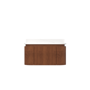Cove 36" Wall-Mounted Single Bathroom Vanity with Curved Fluted Design