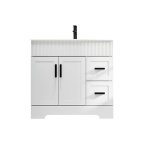Waterfall  36" Freestanding Single Vanity Cabinets with Decoration Lines