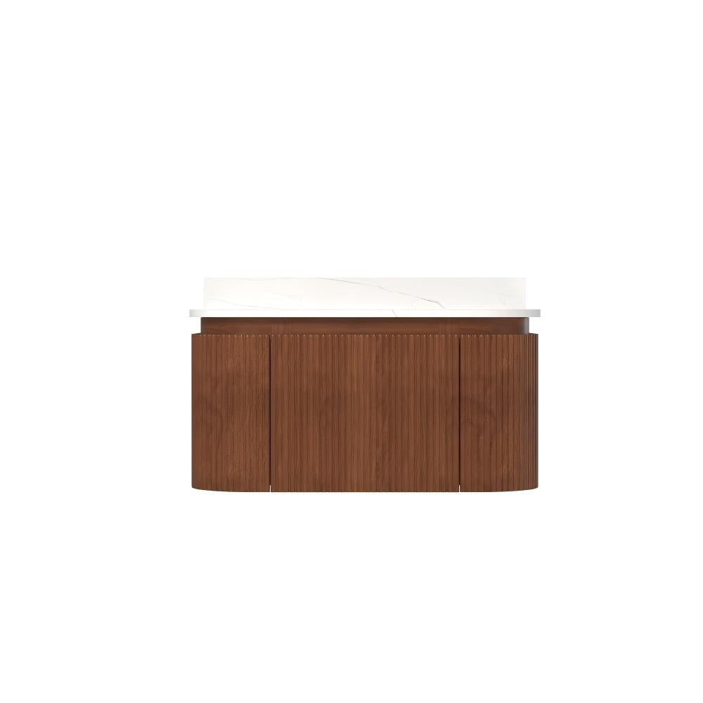 Cove 36" Wall-Mounted Single Bathroom Vanity with Curved Fluted Design