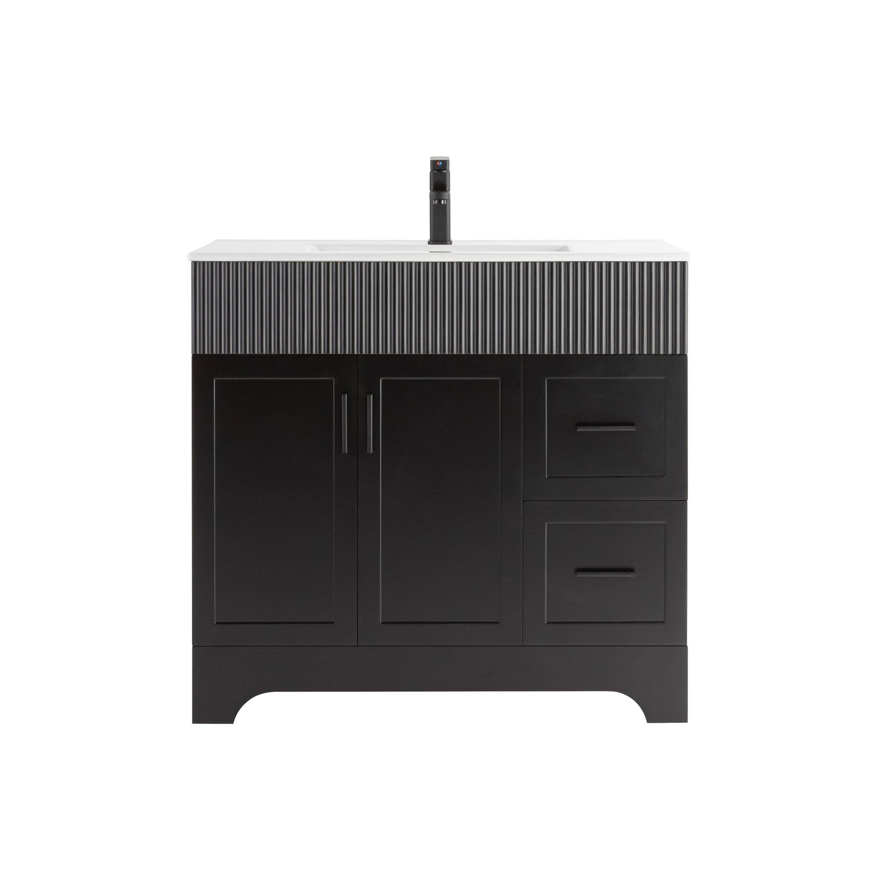 Waterfall  36" Freestanding Single Vanity Cabinets with Decoration Lines