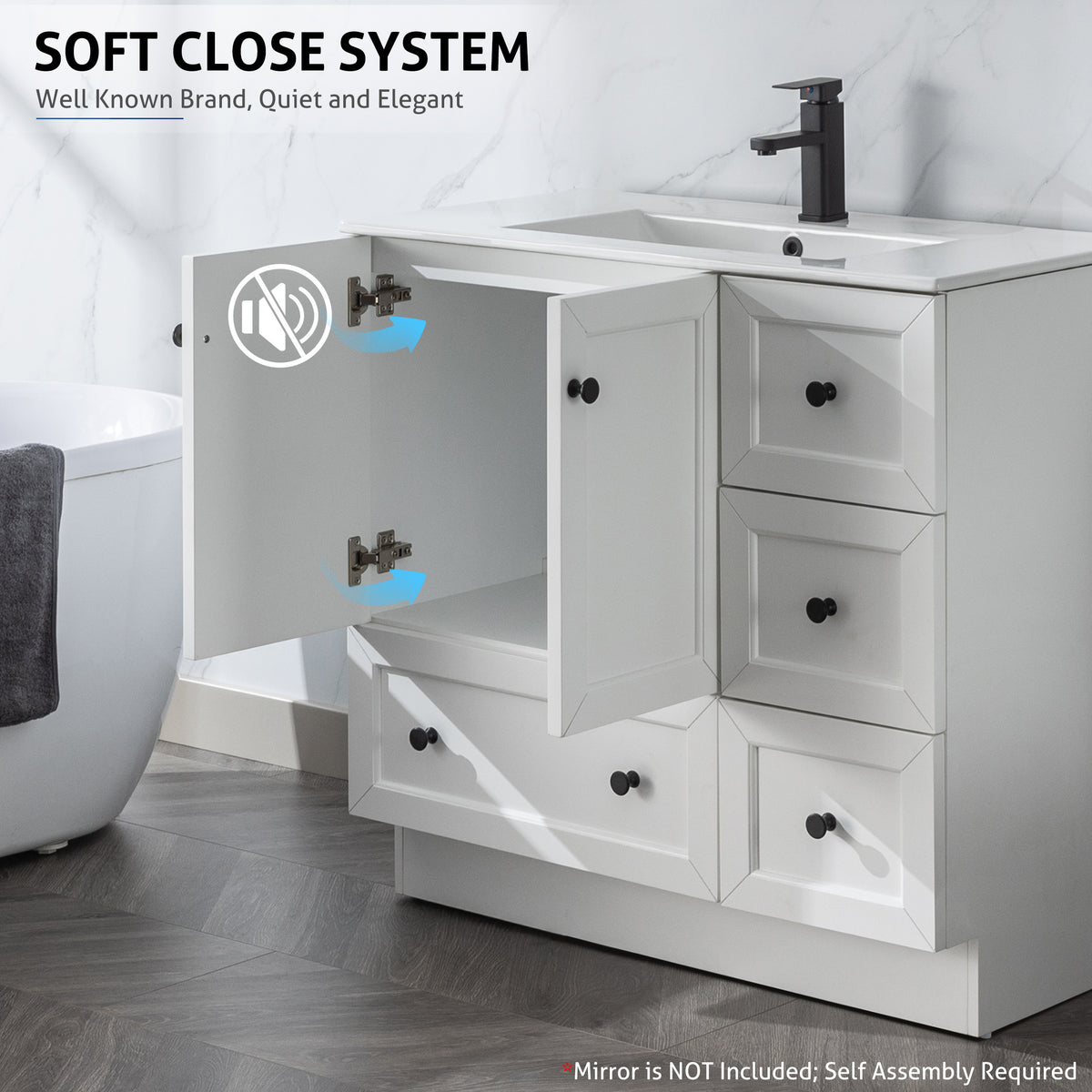 eclife 36" Bathroom Vanity Combo Set with Kitchen Base Design, Shaker Style
