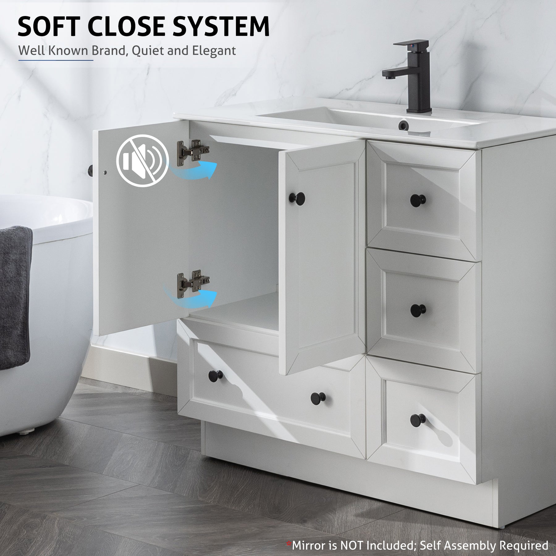 Kitchen Base 36" Freestanding Bathroom Vanity Combo with Single Undermount Sink