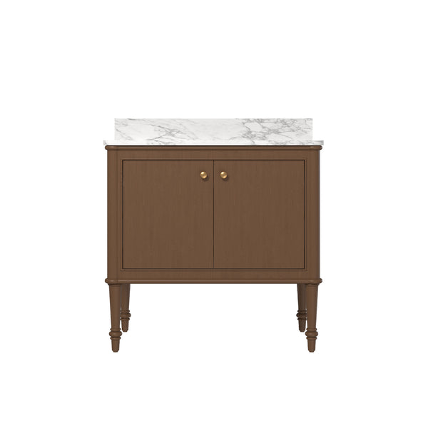 Verve 36" Freestanding Single Vanity – Bath Cabinet with Solid Wood, Artificial Stone Top (2 Doors, Assembled)