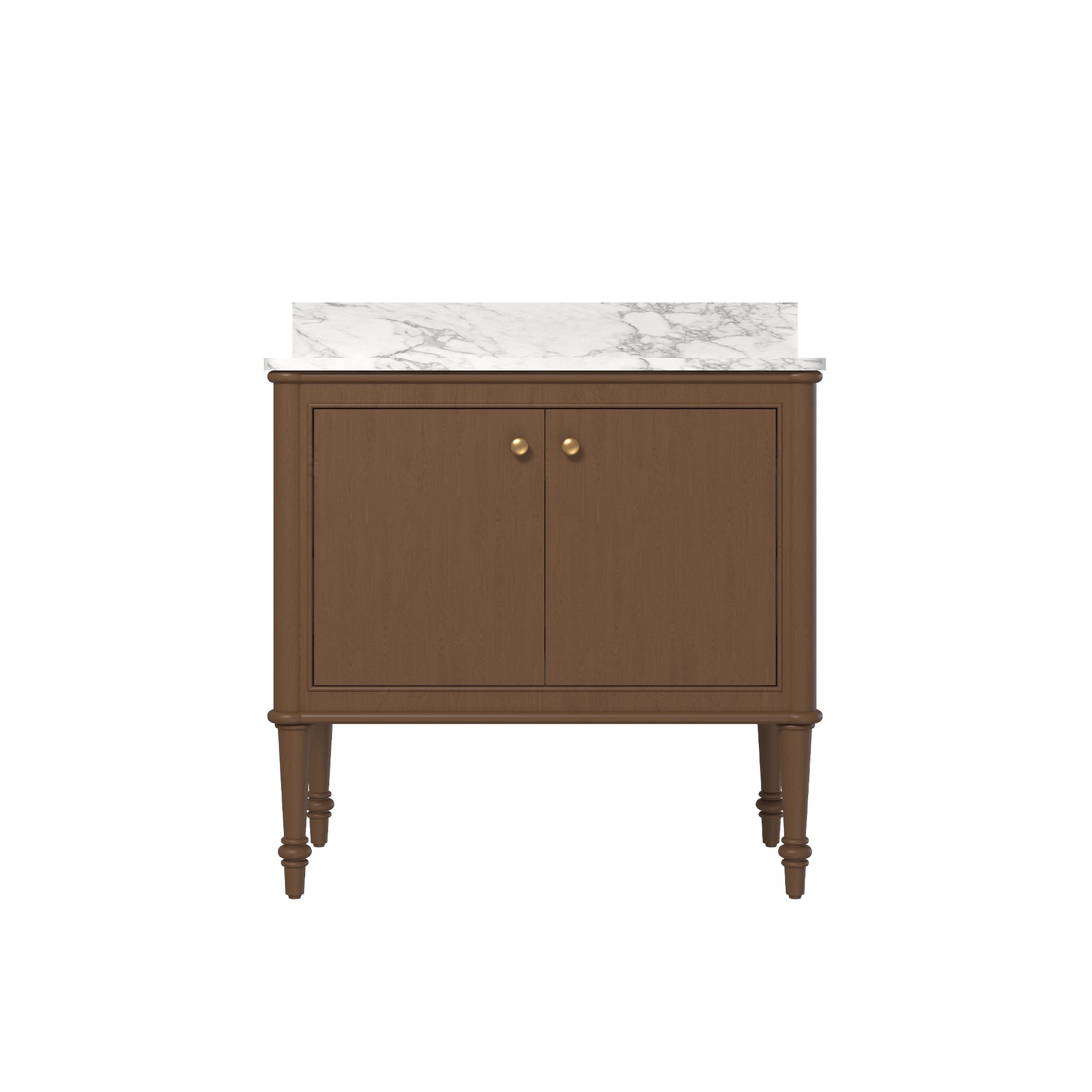 Verve 36" Freestanding Single Vanity – Bath Cabinet with Solid Wood, Artificial Stone Top (2 Doors, Assembled)