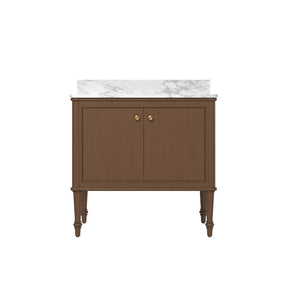 Verve 36" Freestanding Single Vanity – Bath Cabinet with Solid Wood, Artificial Stone Top (2 Doors, Assembled)