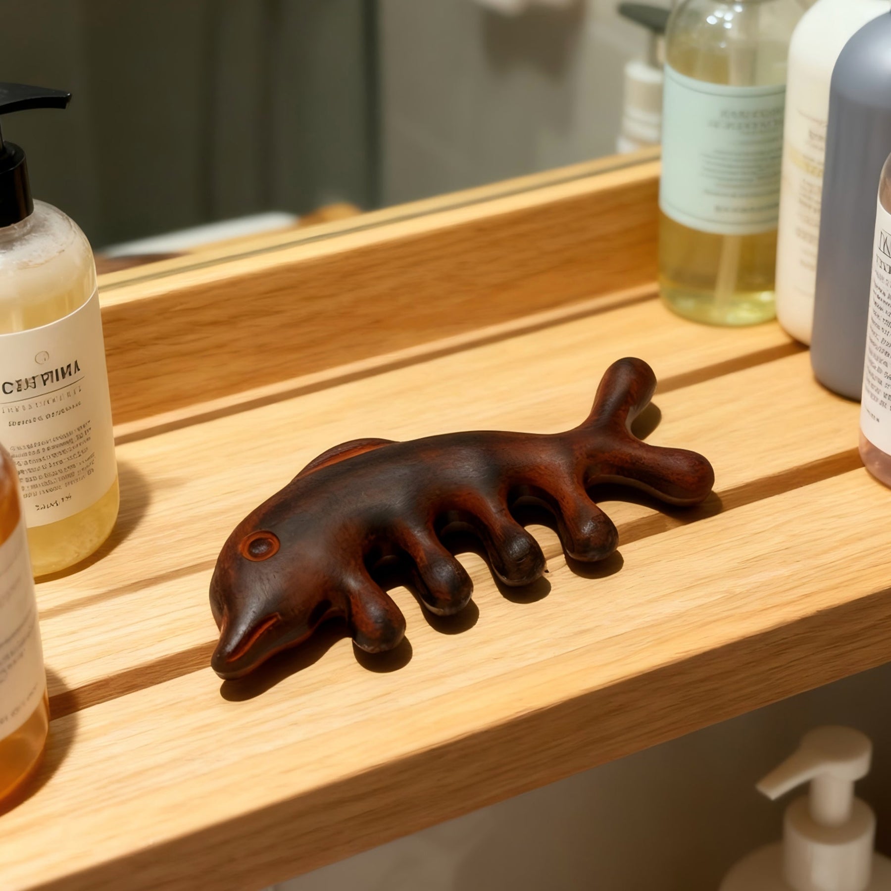 Pre-Order Exclusive | Handmade Red Sandalwood Dolphin Massage Comb | Limited Scarcity Natural Wood Comb for Scalp & Body