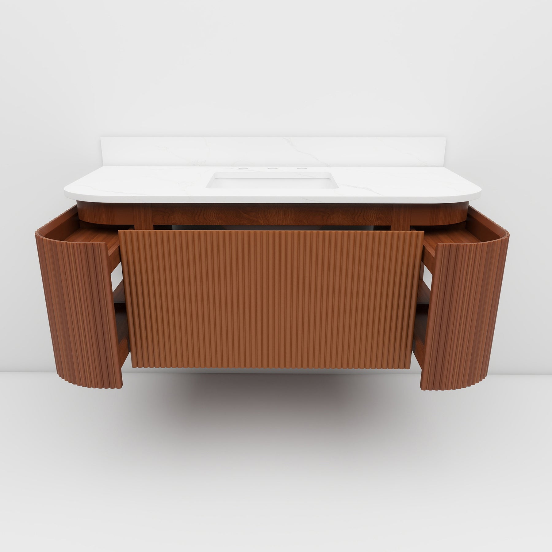 Cove 48" Wall-Mounted Single Sink Bathroom Vanity with Curved Fluted Design