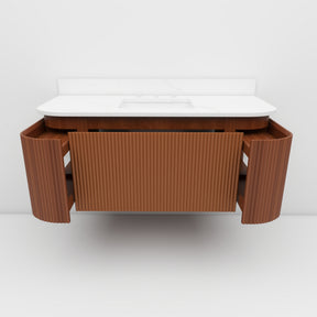 Cove 48" Wall-Mounted Single Sink Bathroom Vanity with Curved Fluted Design