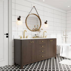 Canyon 60" Freestanding Double Vanity Cabinets with Curved Design