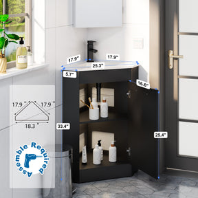 Corner 26’’ Freestanding Single Vanity Cabinets with Small Space Decor 浴室柜