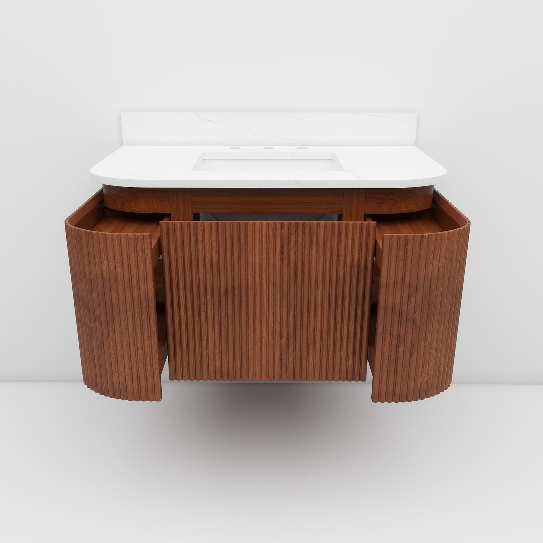 Cove 36" Wall-Mounted Single Bathroom Vanity with Curved Fluted Design