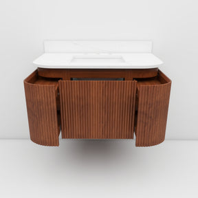 Cove 36" Wall-Mounted Single Bathroom Vanity with Curved Fluted Design