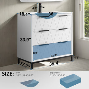 Eclife 36" Bathroom Vanity Cambo with 3 Big Drawers