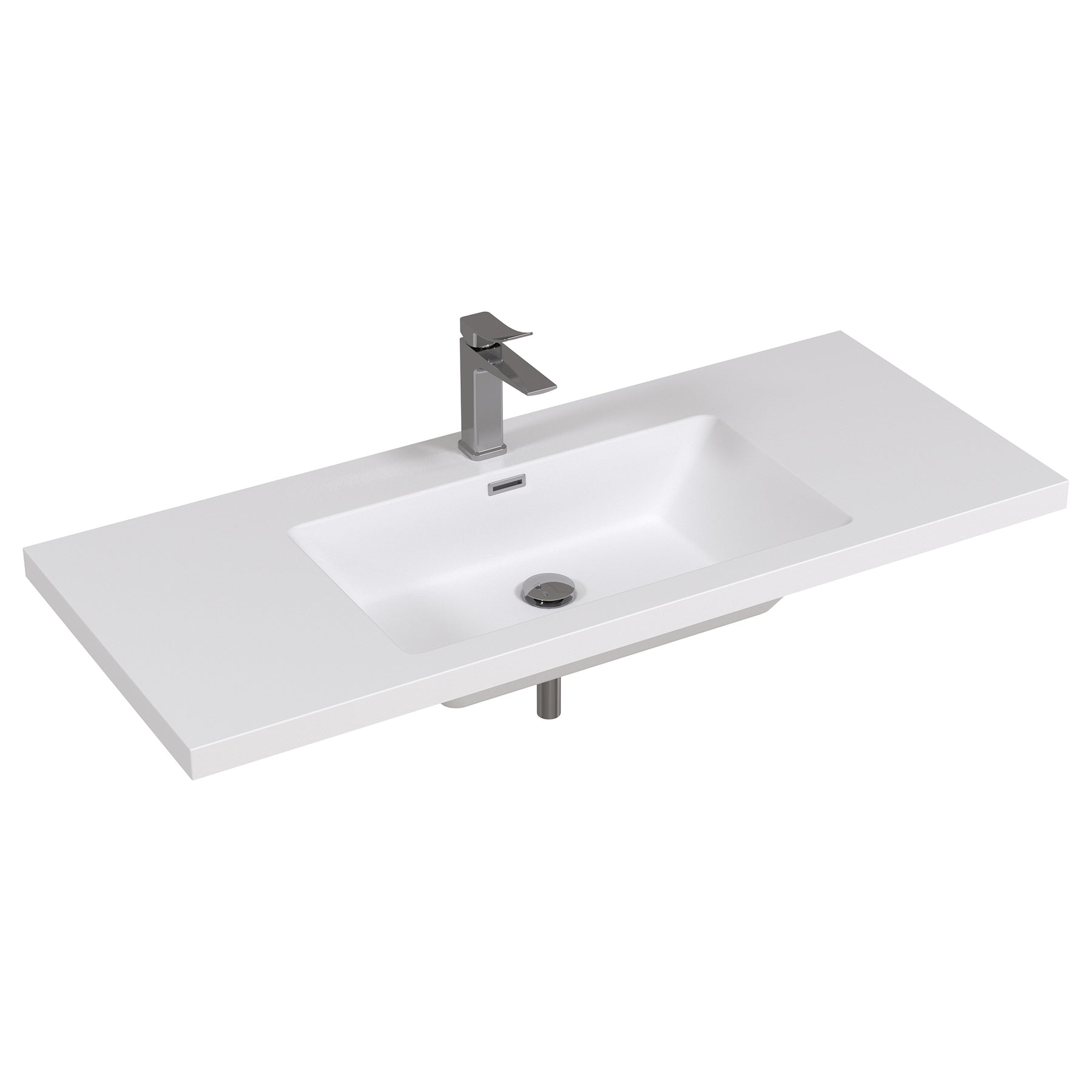 48" Rectangular Integrated SMC Bathroom Sink with Faucet & Drain Kit (Fits eclife Modern-48 & Waterfall-48 Bases)