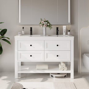 Modern 48" Freestanding Bathroom Vanity Combo with Double Undermount Sinks