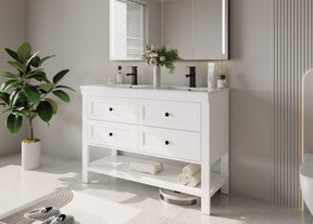 Modern 48" Freestanding Bathroom Vanity Combo with Double Undermount Sinks