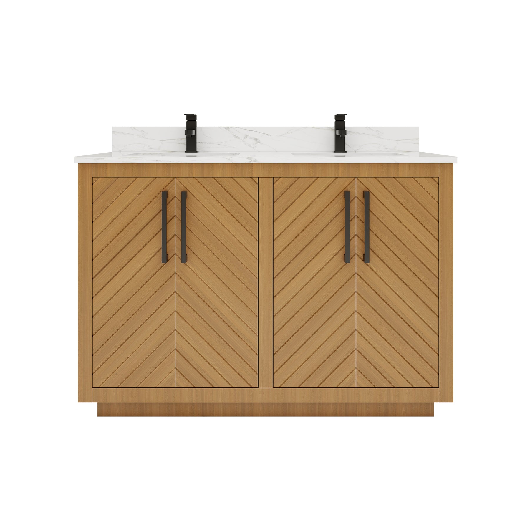 Zoom 48" Freestanding Double Vanity Cabinets with Chevron Pattern