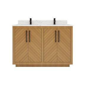 Zoom 48" Freestanding Double Vanity Cabinets with Chevron Pattern
