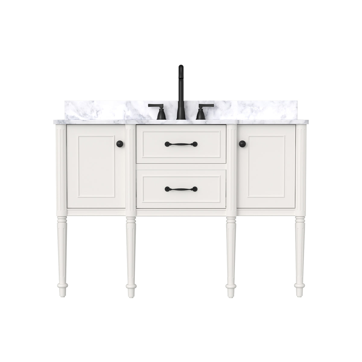 Modish 48" Wall Mounted Single Vanity Cabinets with Solid Wood Legs