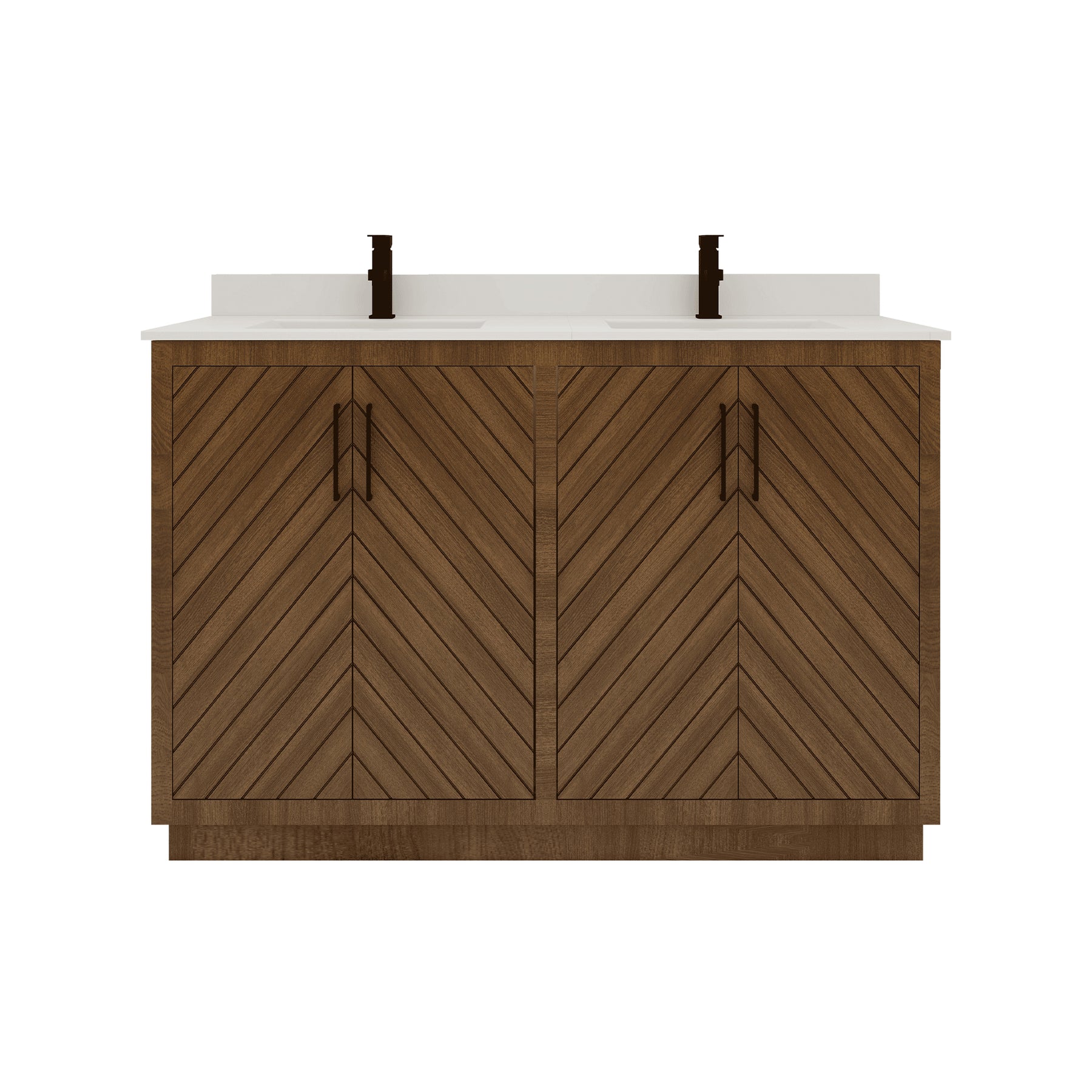 Zoom 48" Freestanding Double Vanity Cabinets with Chevron Pattern