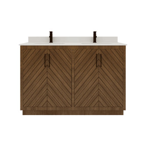 Zoom 48" Freestanding Double Vanity Cabinets with Chevron Pattern